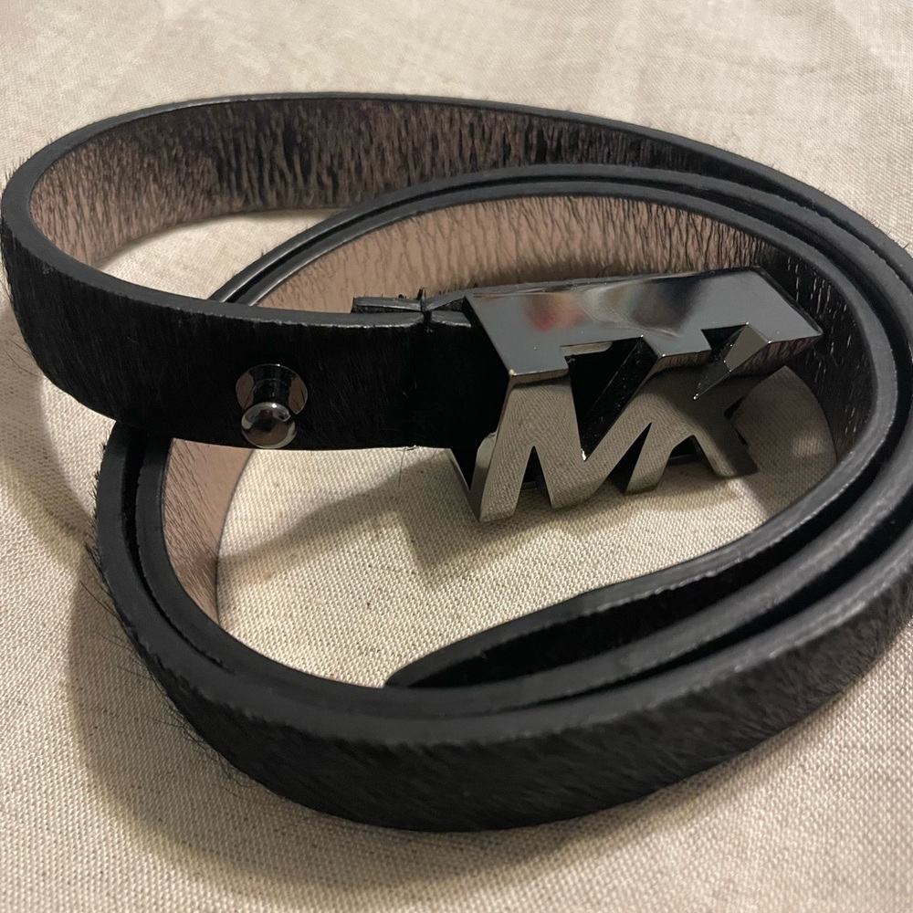 Michael Kors genuine calf hair black belt